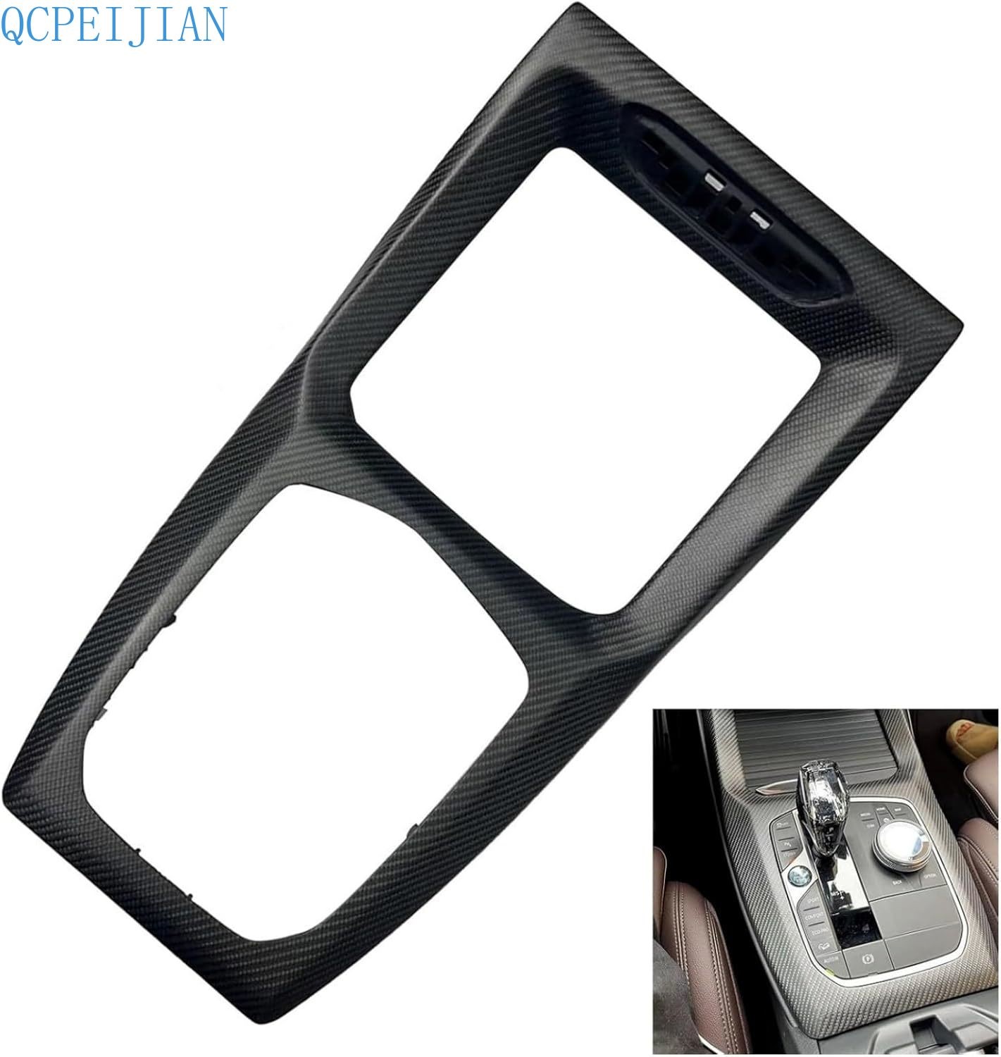 Matte Carbon Fiber Gear Shift Frame Cover Compatible with BMW X3 G01 X4 G02