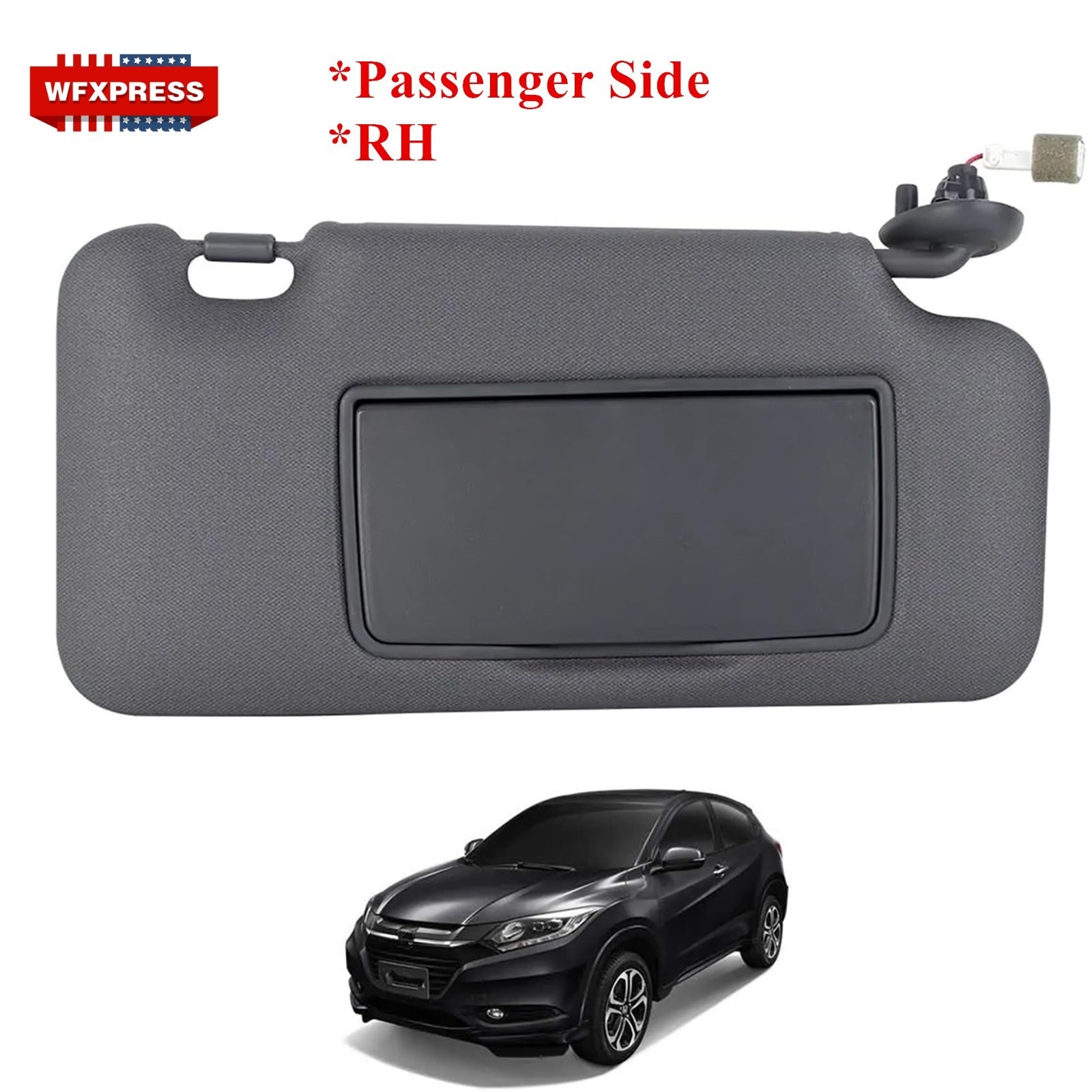 For Honda HR-V EX LX Sport 16-22 Sun Visor Passenger /Right Gray W/ Light Mirror