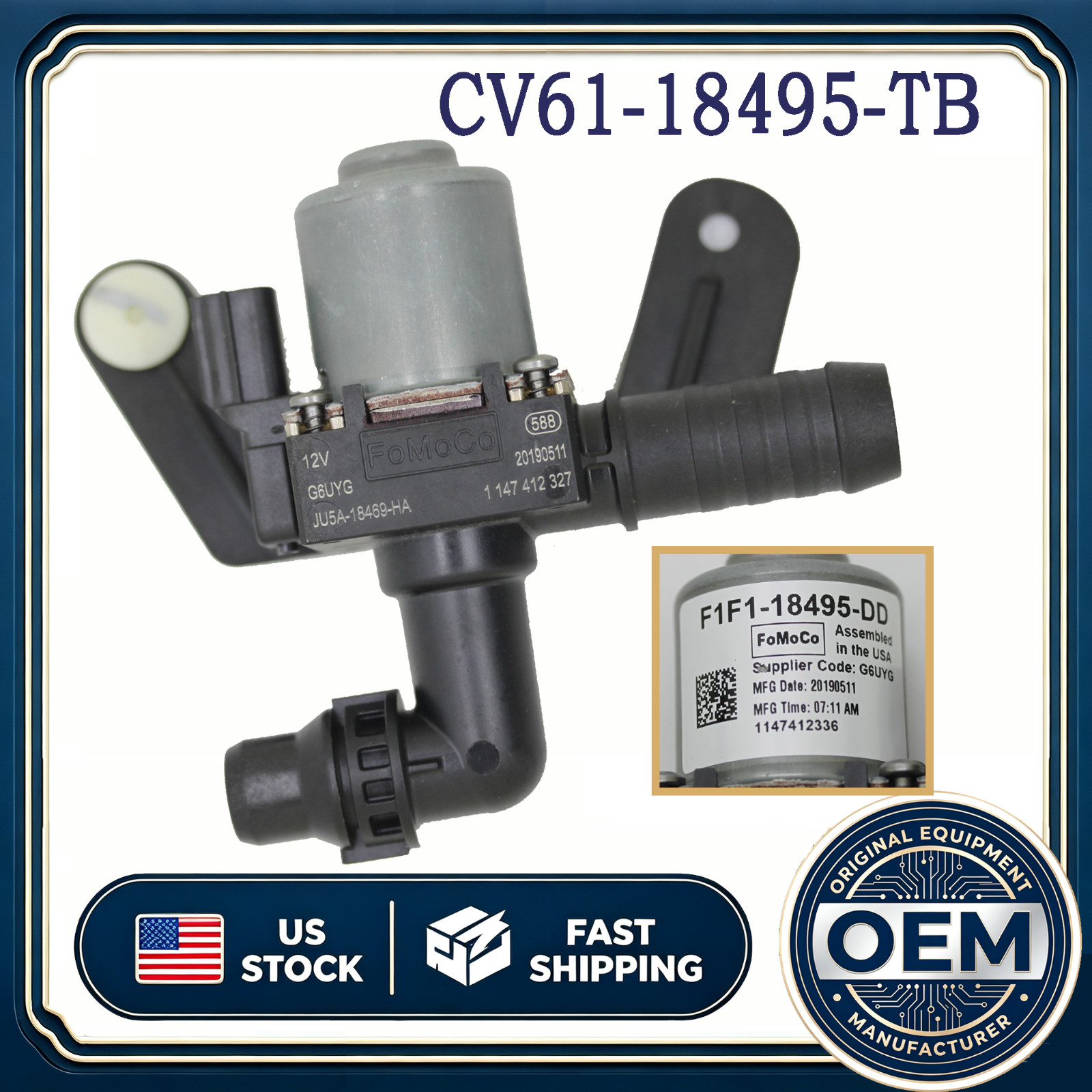 OEM CV61-18495-TB Electric Heater Control Valve For Lincoln MKC 2.0L Ford Escape