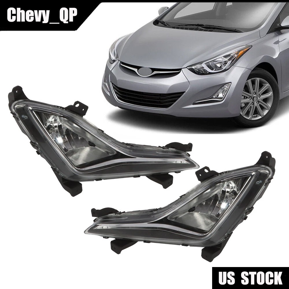 For 2014-2016 Hyundai Elantra Front Bumper Fog Light Lamps Clear Lens Left+Right
