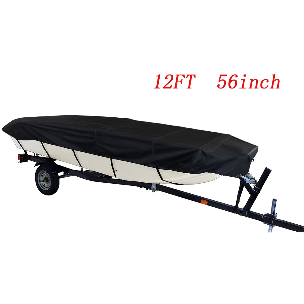 12ft 14ft 16ft 18ft Boat Cover For Jon Boat L Beam Width Up To 75inch 210D Black