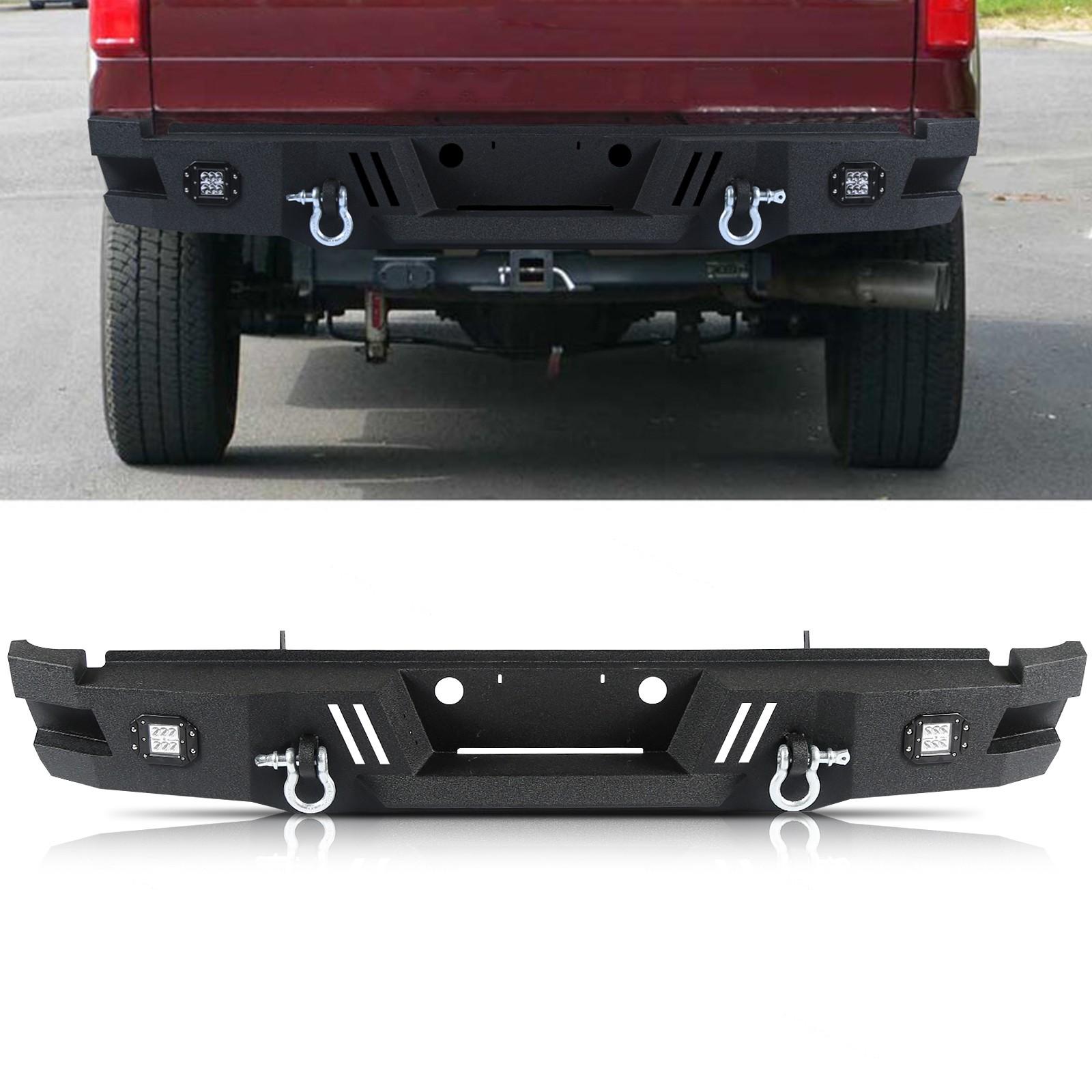 Fits 2011-2016 Ford Super Duty F250 F350 Heavy Duty Rear Bumper w/ LED D-Rings