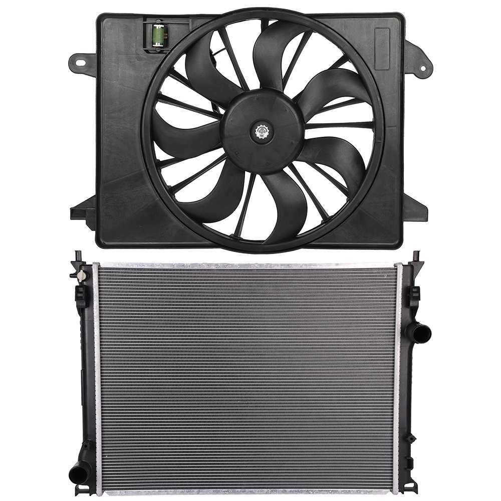 1x Radiator + 1x Cooling Fan For 2009-2019 Dodge Challenger Charger Chrysler 300