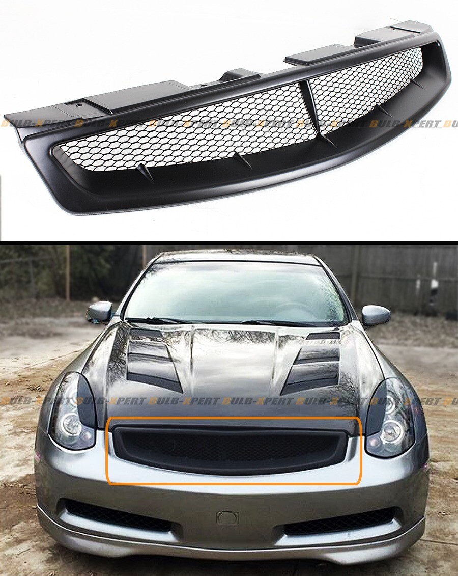 FITS 2003-2007 INFINITI G35 2DR COUPE V35 MATT BLACK JDM FRONT MESH GRILL GRILLE