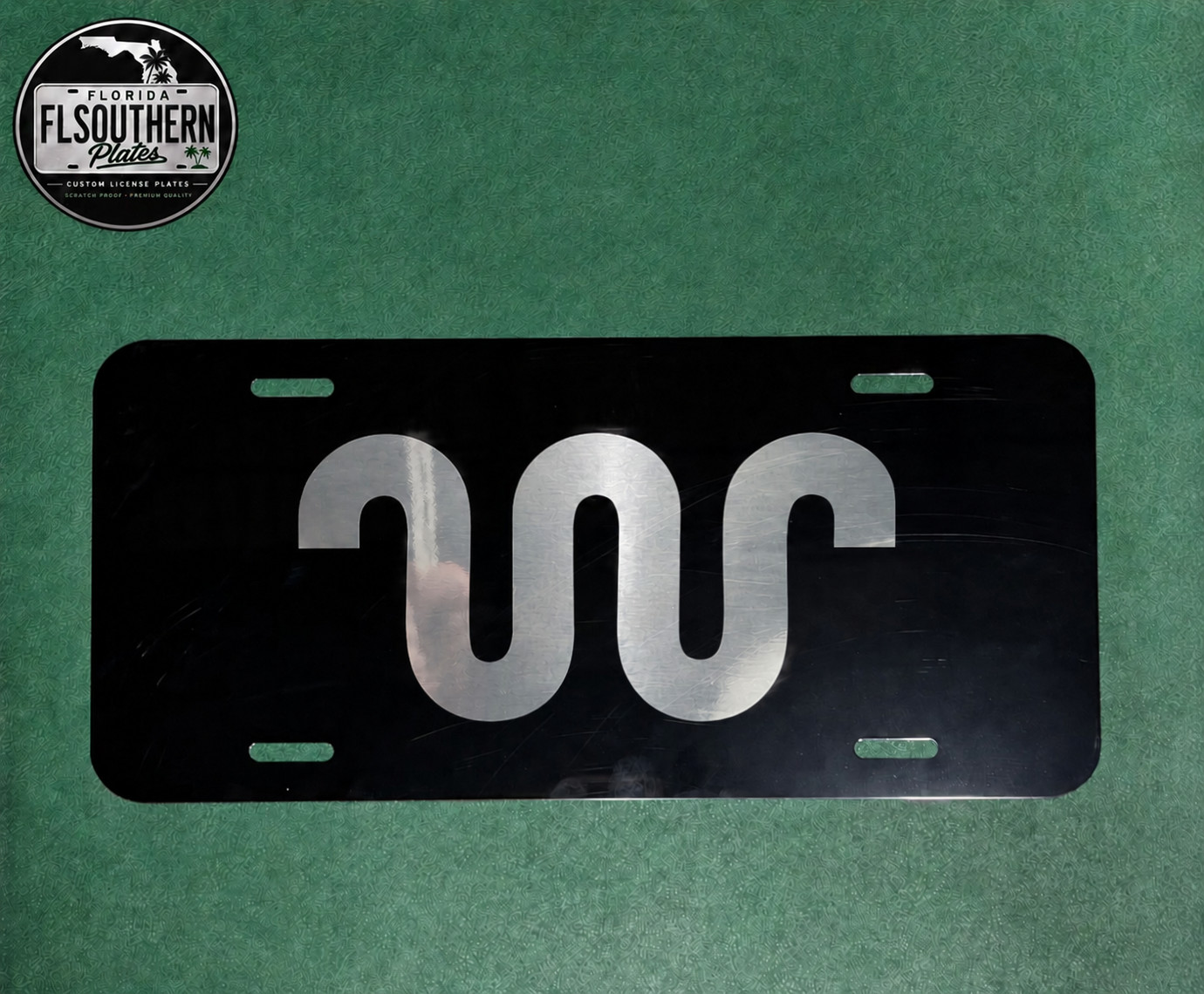 Black Aluminum License Plate w/ Chrome King Ranch Sticker Custom Truck Tag