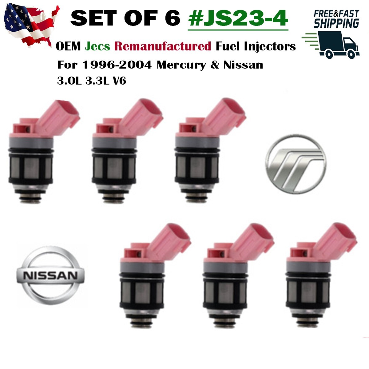 x6 OEM Jecs Fuel Injector for 1996-2000 Nissan Pathfinder 3.3L V6 #JS23-4