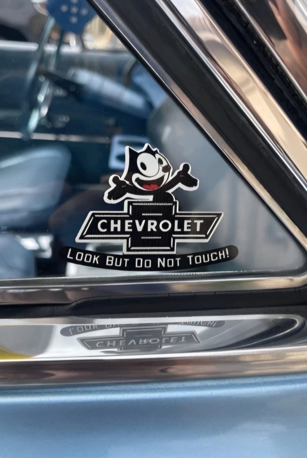 3-pk Felix Cat Black Chevy Look But Do Not Touch inside the Glass Die Cut Decal 3-pk Felix Cat Black Chevy Look But Do Not Touch inside the Glass Die Cut Decal