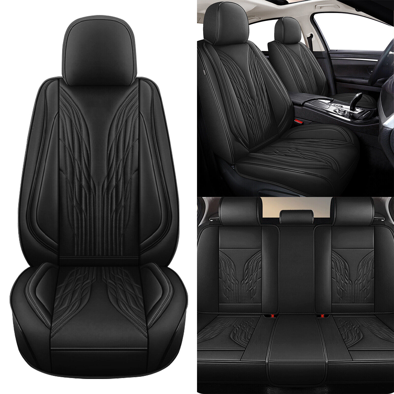 For Hyundai Kona 2018-2024 Car 5-Seat Covers Faux Leather Protector Pad Full Set