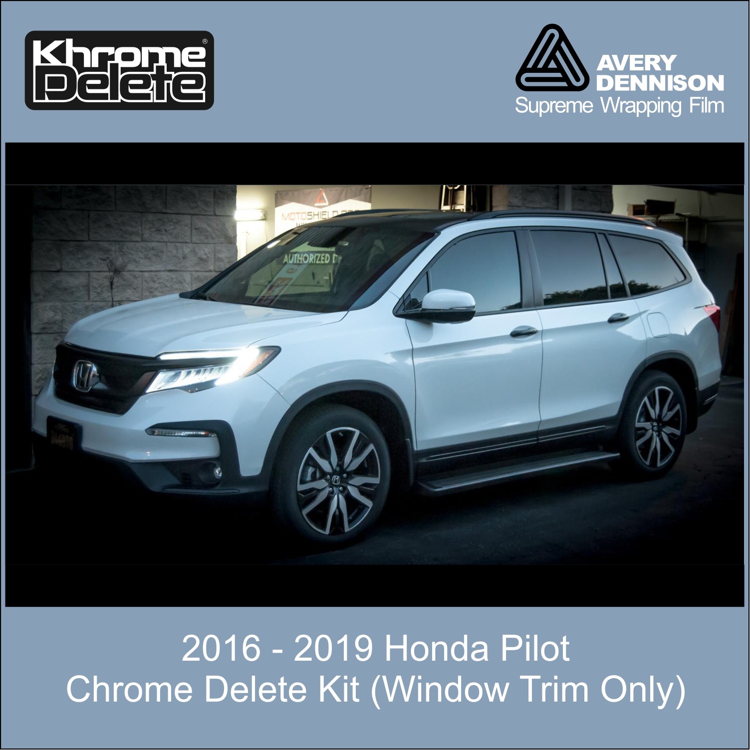 Chrome Delete Vinyl fitting the 2016 - 2022 Honda Pilot (Gloss Blk)