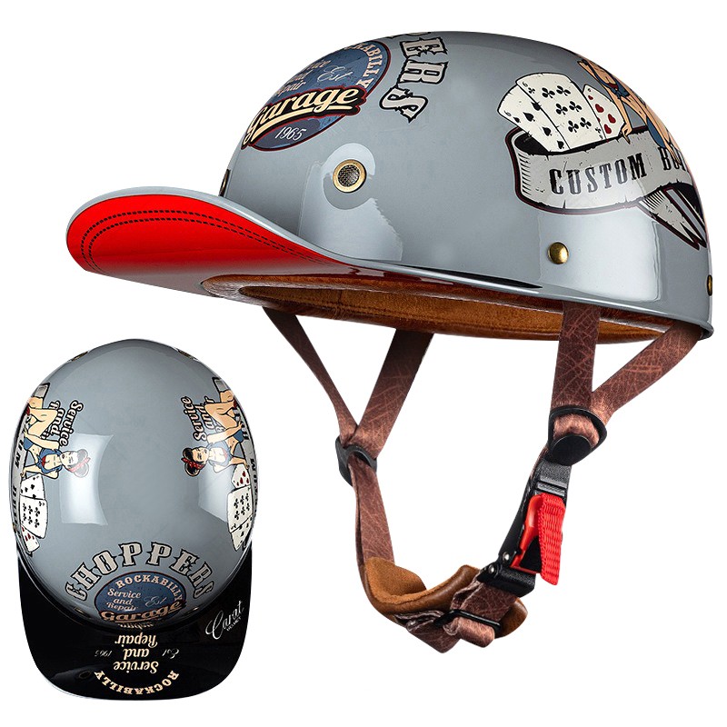 DOT Open Face Motorcycle Half Helmet for Chopper Cruiser Street Moped Cap Jet