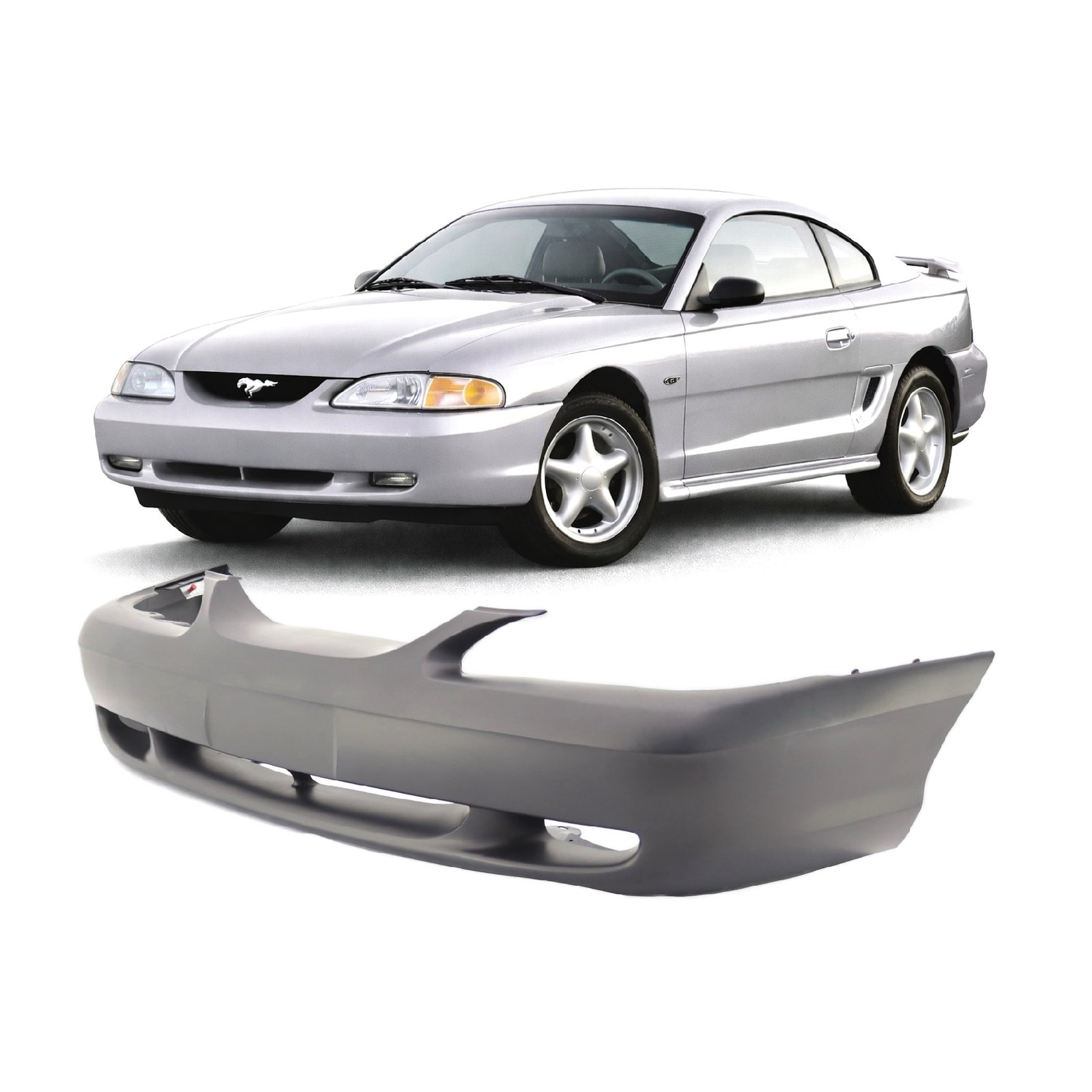 1994-1998 Ford Mustang GT Primed Front Bumper Cover FO1000126 F4ZZ17D957A