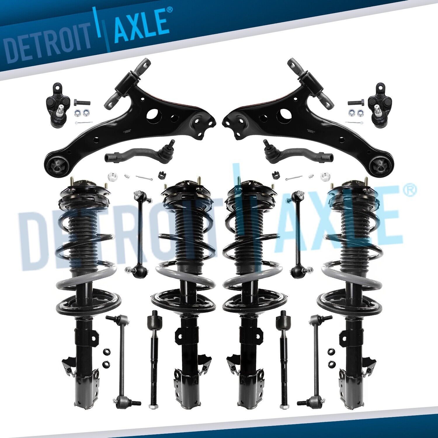 Front Rear Struts Control Arms Sway Bars Tie Rods for 2001-03 Toyota Highlander