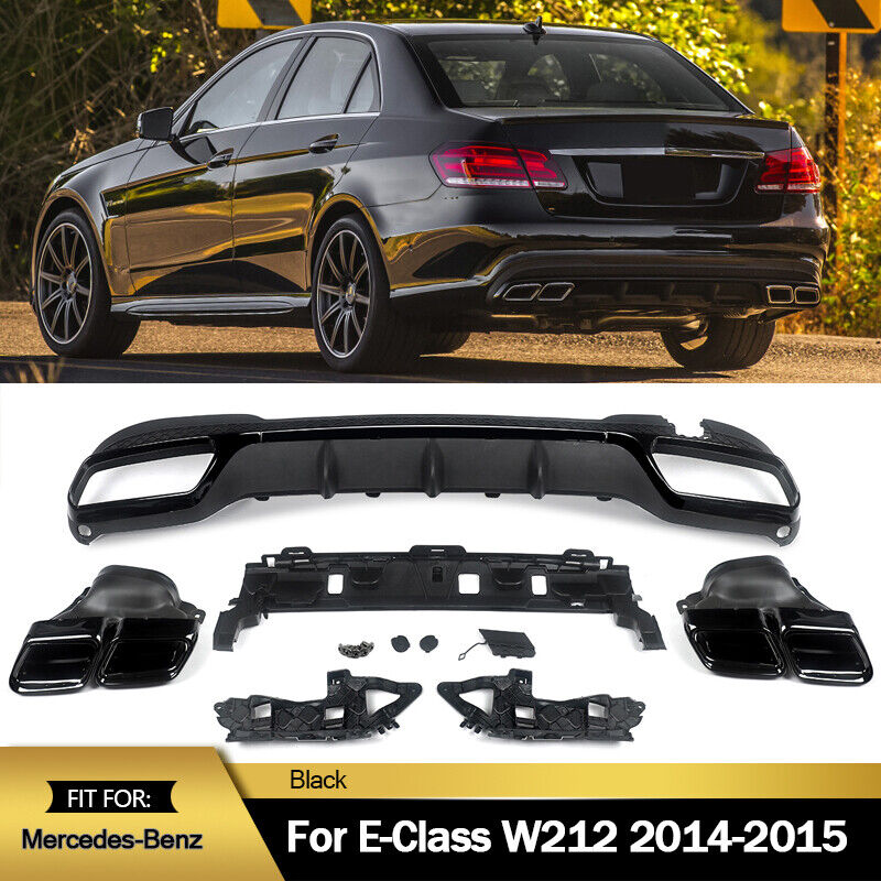 E63 AMG Look Rear Diffuser Exhaust Tips For Mercedes-Benz E-Class W212 2014-2015