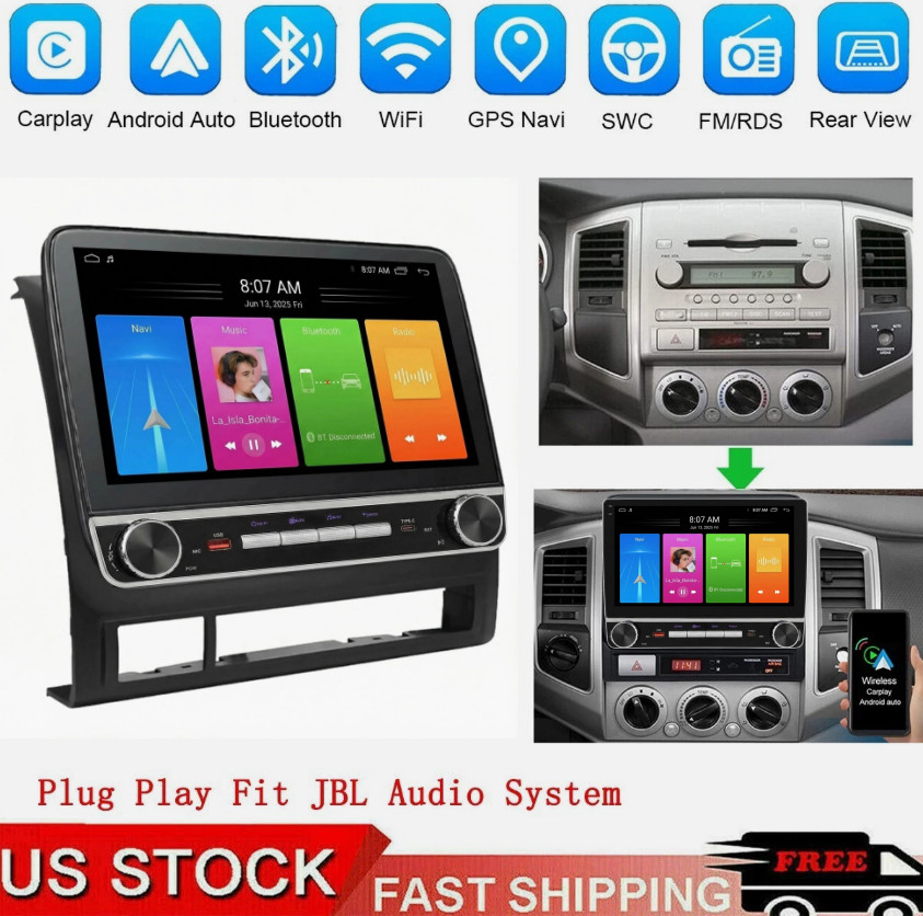 JBL For Toyota Tacoma 2005-2015 Apple Carplay Android 15 Car Stereo Radio GPS