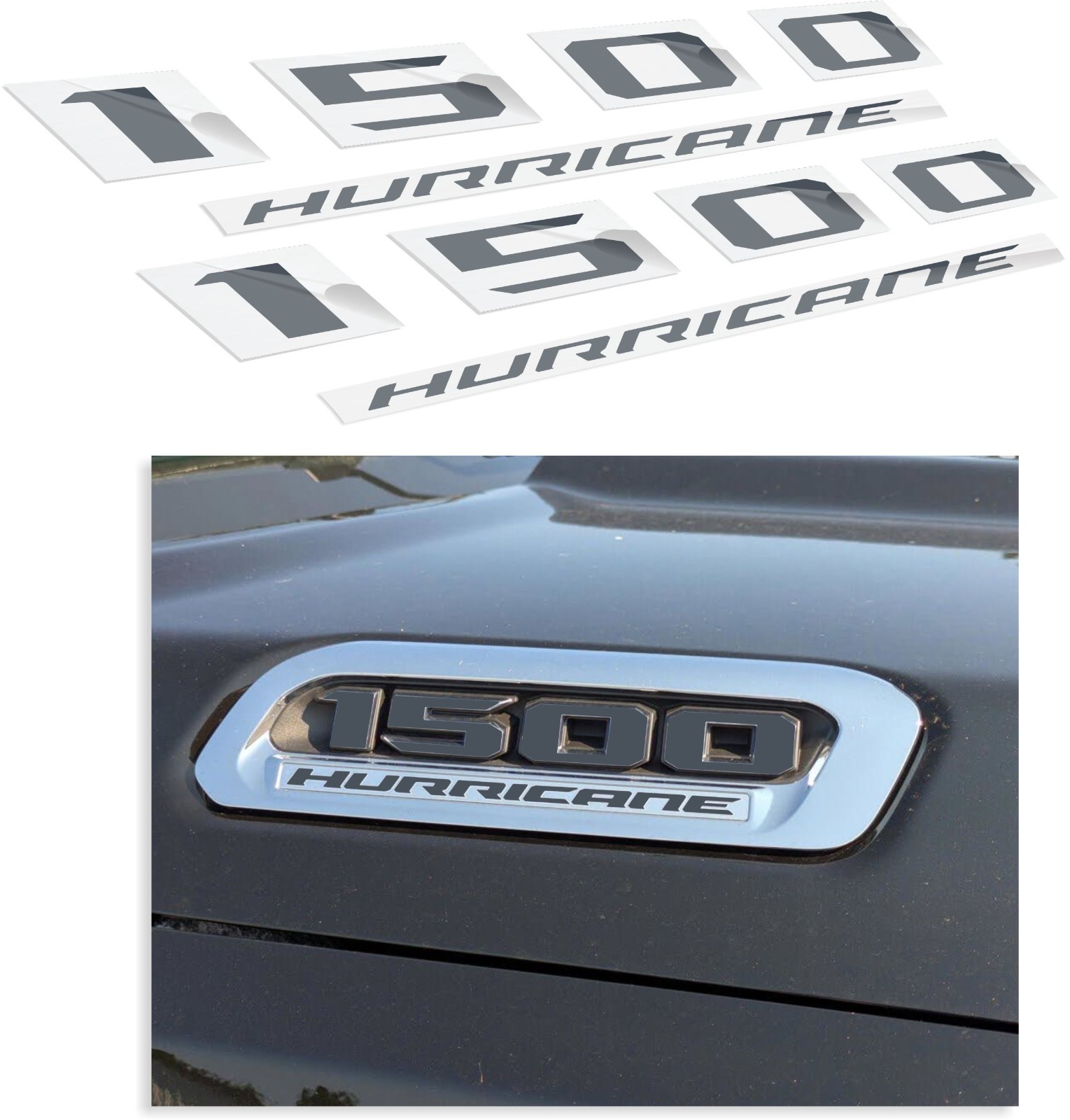 1500 Hurricane Hood Emblem Overlay Decals for 2026 Ram 1500 w/SO Hurricane