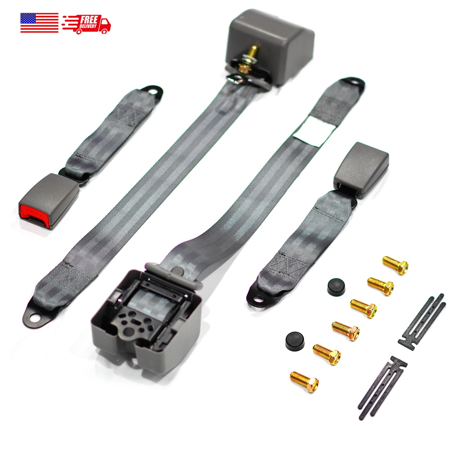 2pcs Fit For Chevrolet El Camino 1964–1987 3-point Seat Belts Gray