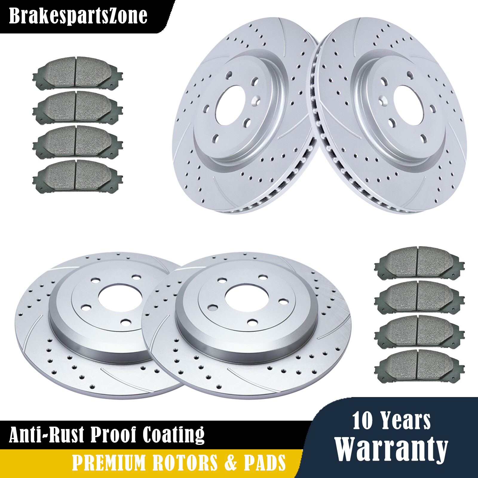 Front and Rear Brake Rotors Pads for Ford Flex 2009-2019 Lincoln MKT 2010-2019 Front and Rear Brake Rotors Pads for Ford Flex 2009-2019 Lincoln MKT 2010-2019