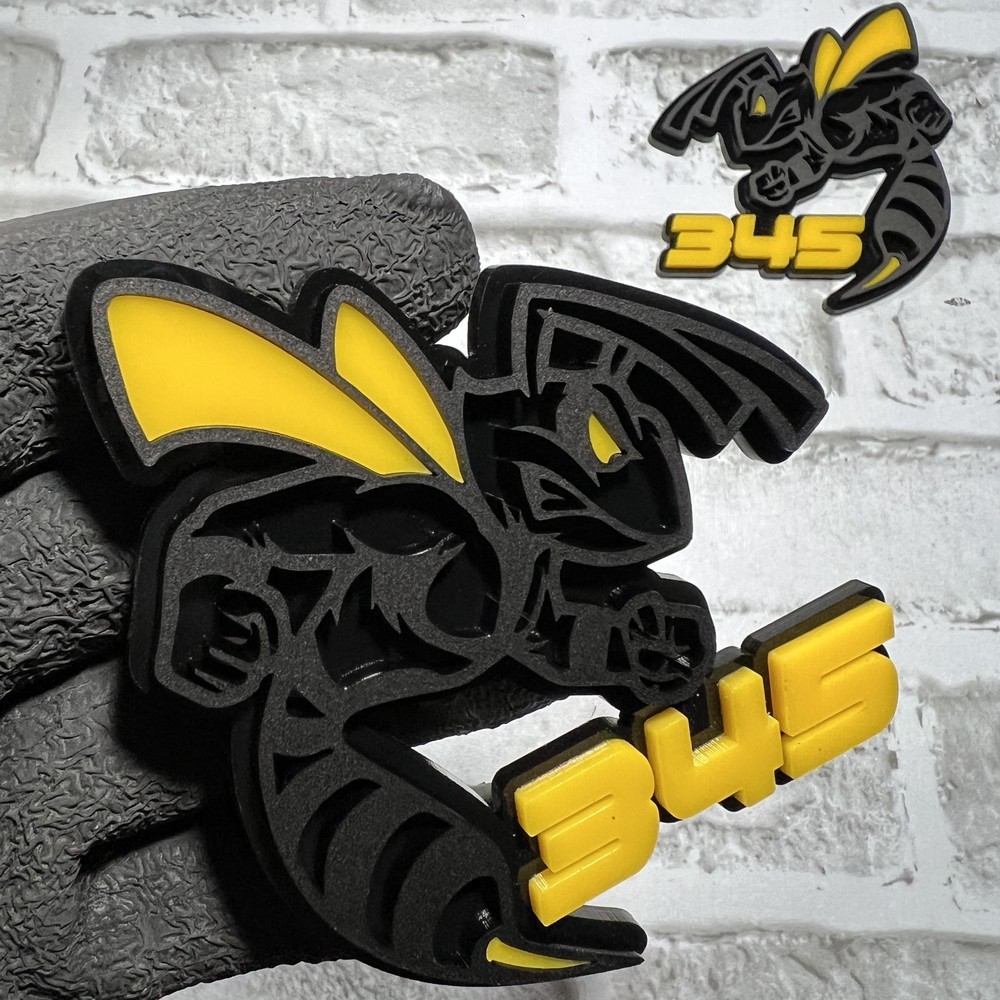 Hornet Badges 2 Emblem BEE Yellow Eye for 345 Fender Angry Aggressive Wings