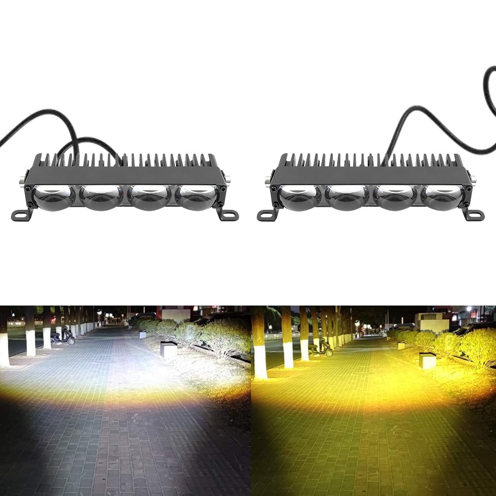 2x 5''inch Super Slim Yellow+White Dual Beam Bi-Led Projector Lens Grille Lights