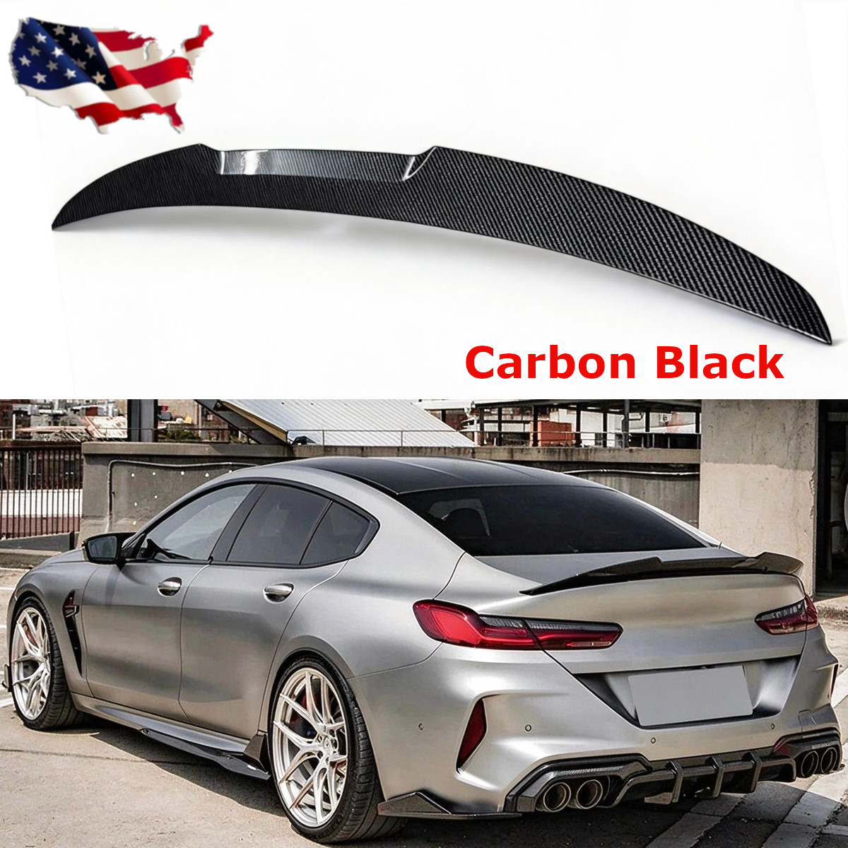 FOR 2019-2025 BMW G16 840i F93 M8 GRAN 4Dr COUPE PSM CARBON BLACK TRUNK SPOILER