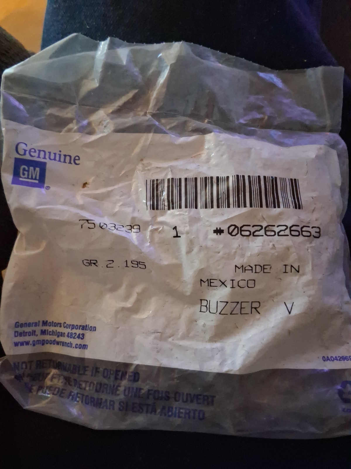 1972-1976 Corvette Seat Belt Warning Buzzer Switch NOS OEM GM 6262663