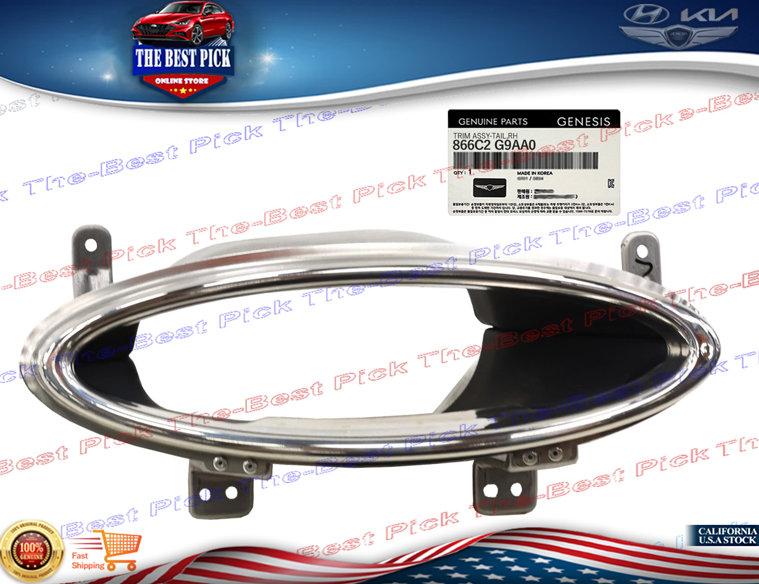 Rear Exhaust Tail Pipe Tip RIGHT PASSENGER ⭐OEM 2022-2025 Genesis G70 866C2G9AA0
