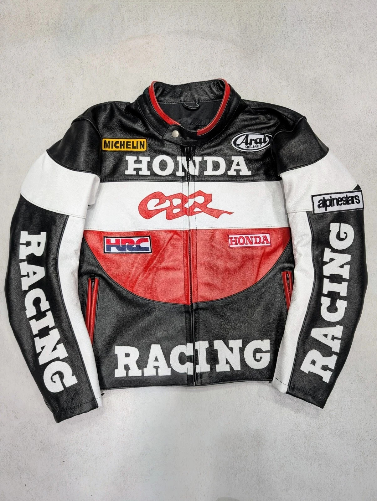 Honda CBR Championship Embroidered Vintage F1 Racing Leather Motorbike Jacket