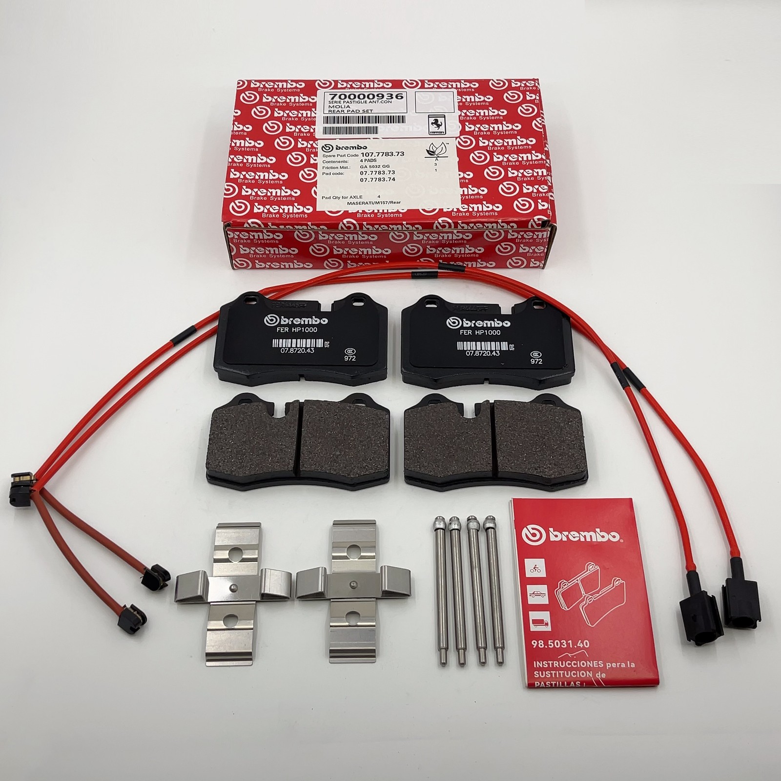 Rear Brake Pad Kit w/ Sensors For Ferrari 70000936 360 430 F430 430 Spider