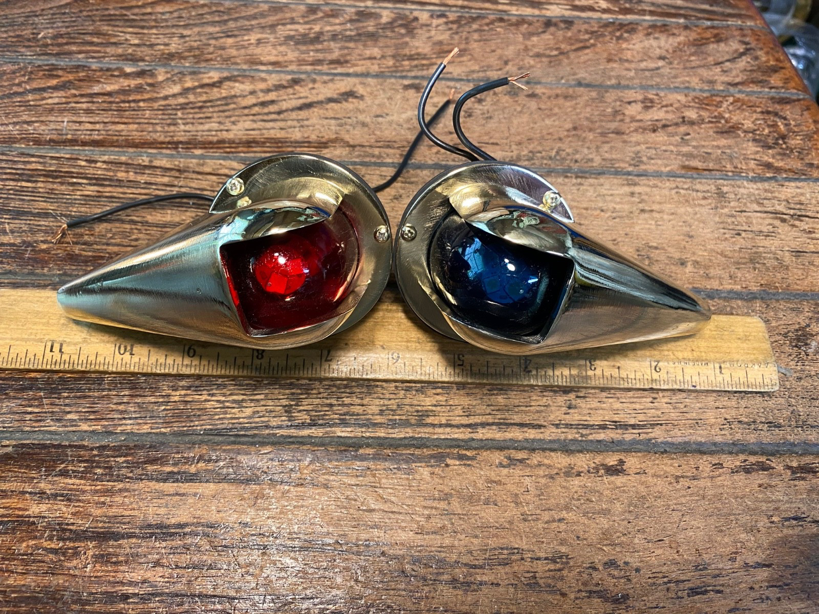 Vintage Perko? Bronze Teardrop Running Lights New Wiring/LEDS/Seals