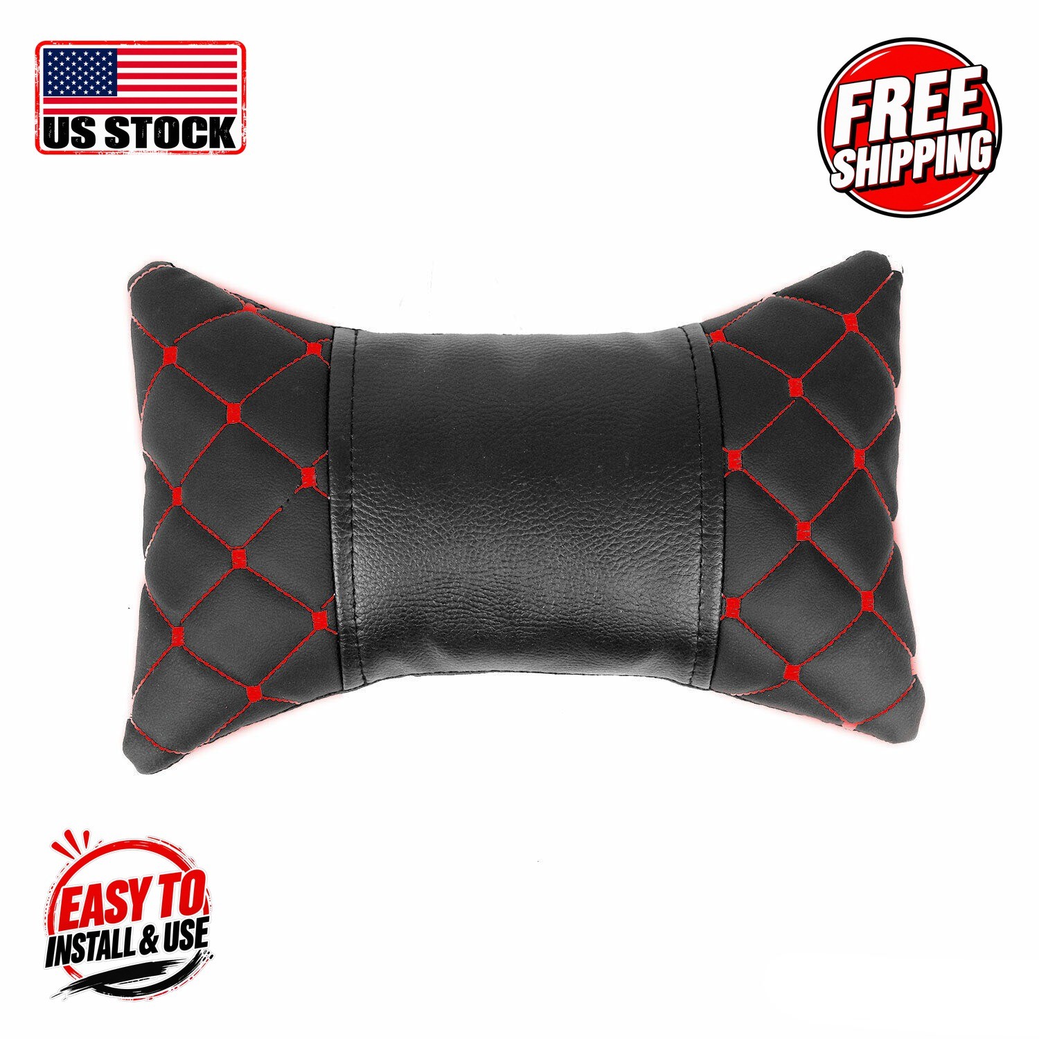 Universal Leather Neck Pillow (Red-Black)