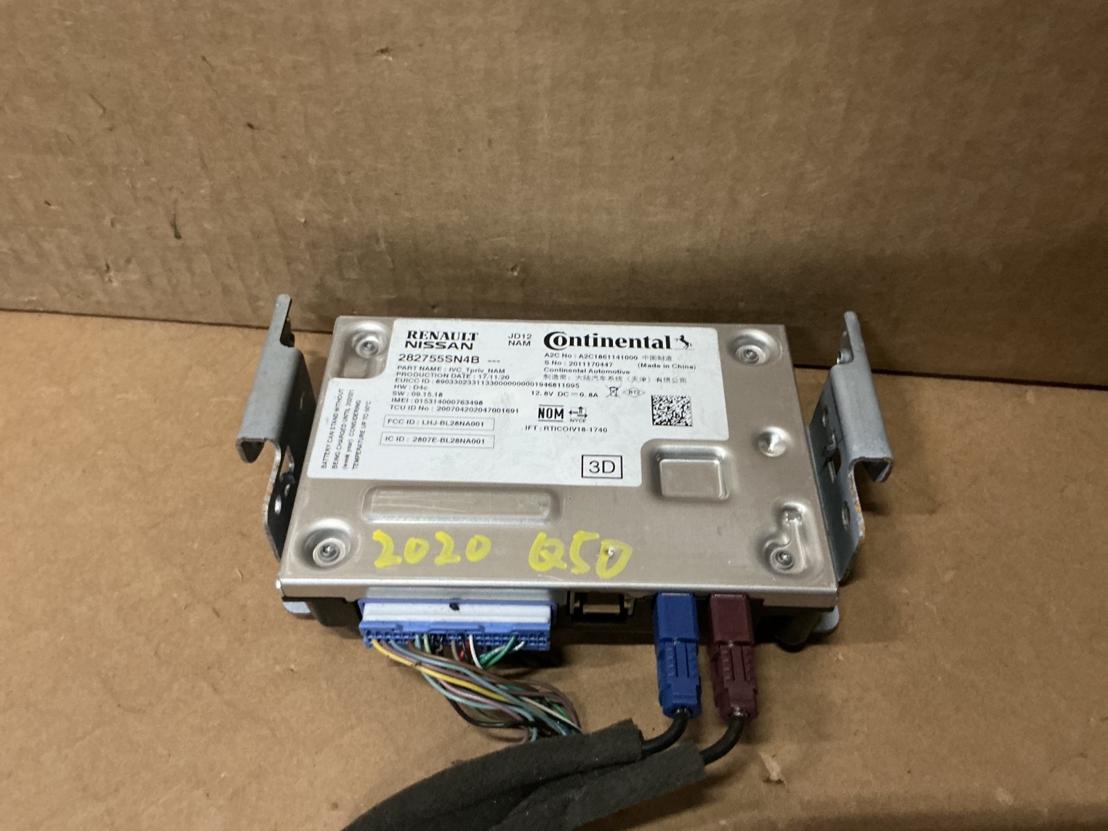 2020-2023 INFINITI Q50 TELEMATICS COMMUNICATION CONTROL MODULE OEM 282755SN4B