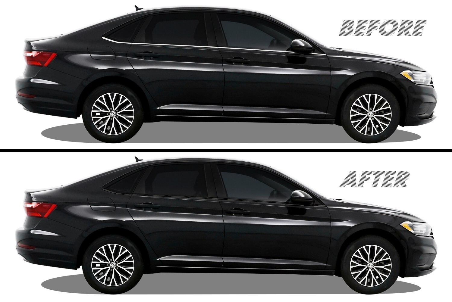 Chrome Delete Blackout Overlay for 2019-25 Volkswagen Jetta MK7 Window Trim