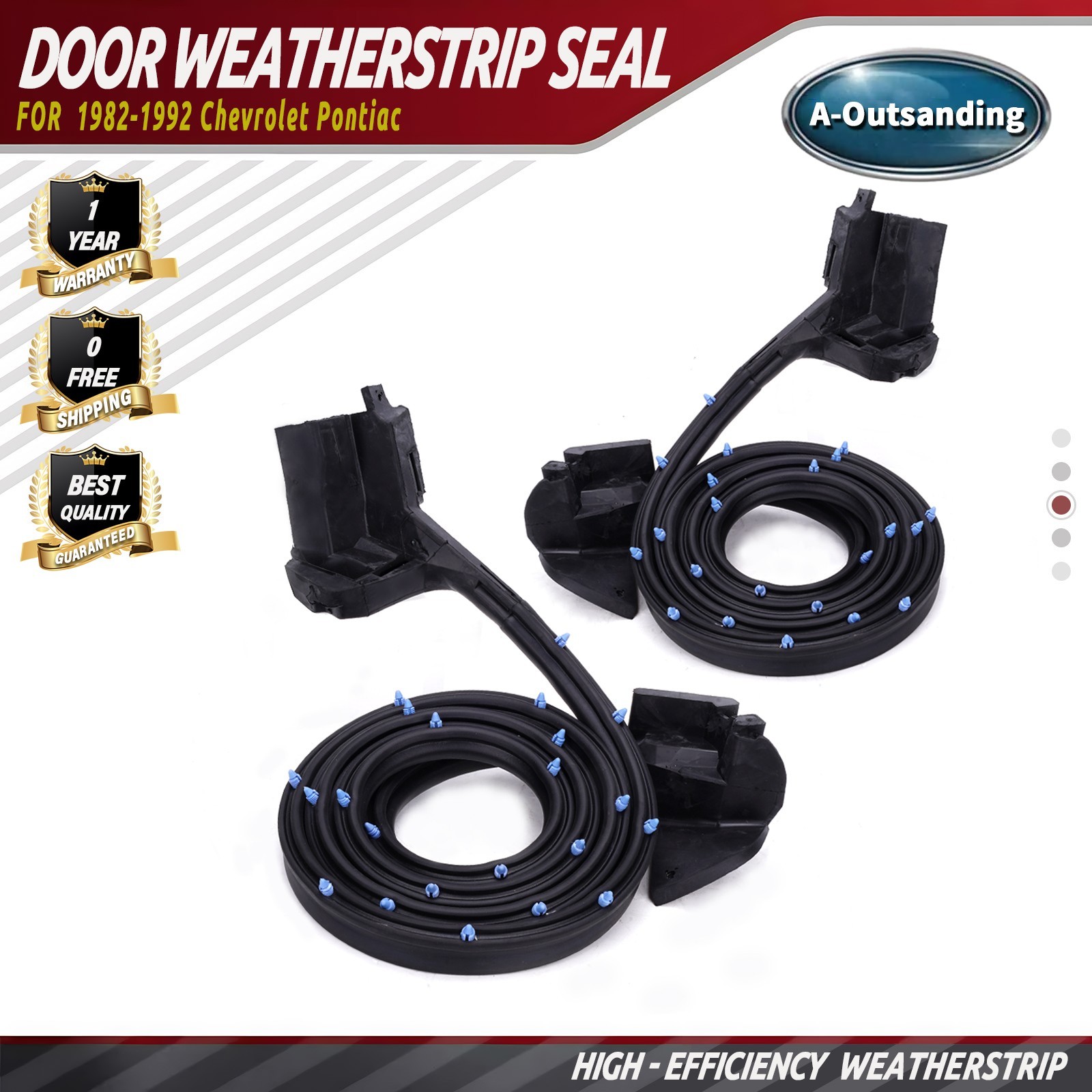 2x LH & RH Door Weatherstrip Seal For Chevy Camaro Pontiac Firebird 1982-1992