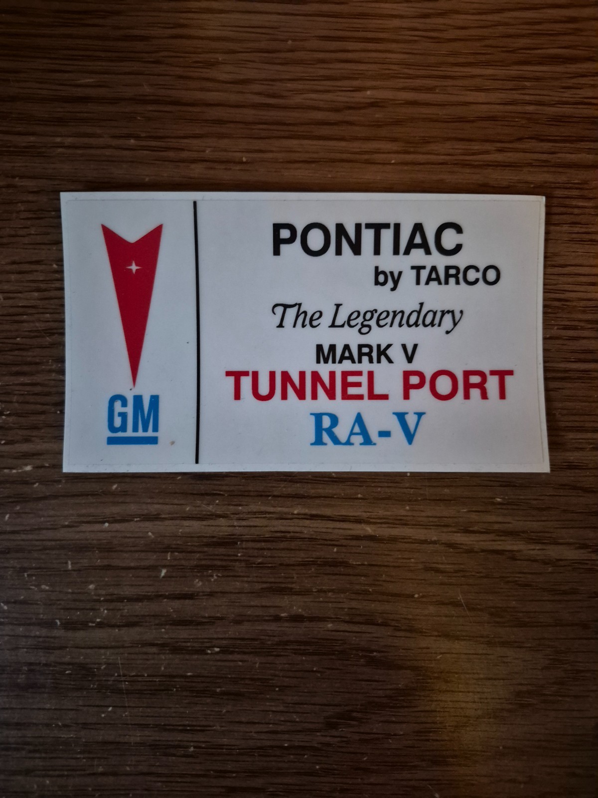 Pontiac Ram Air V Tunnel Port Engine - Engineering Report with Valve Cover Decal