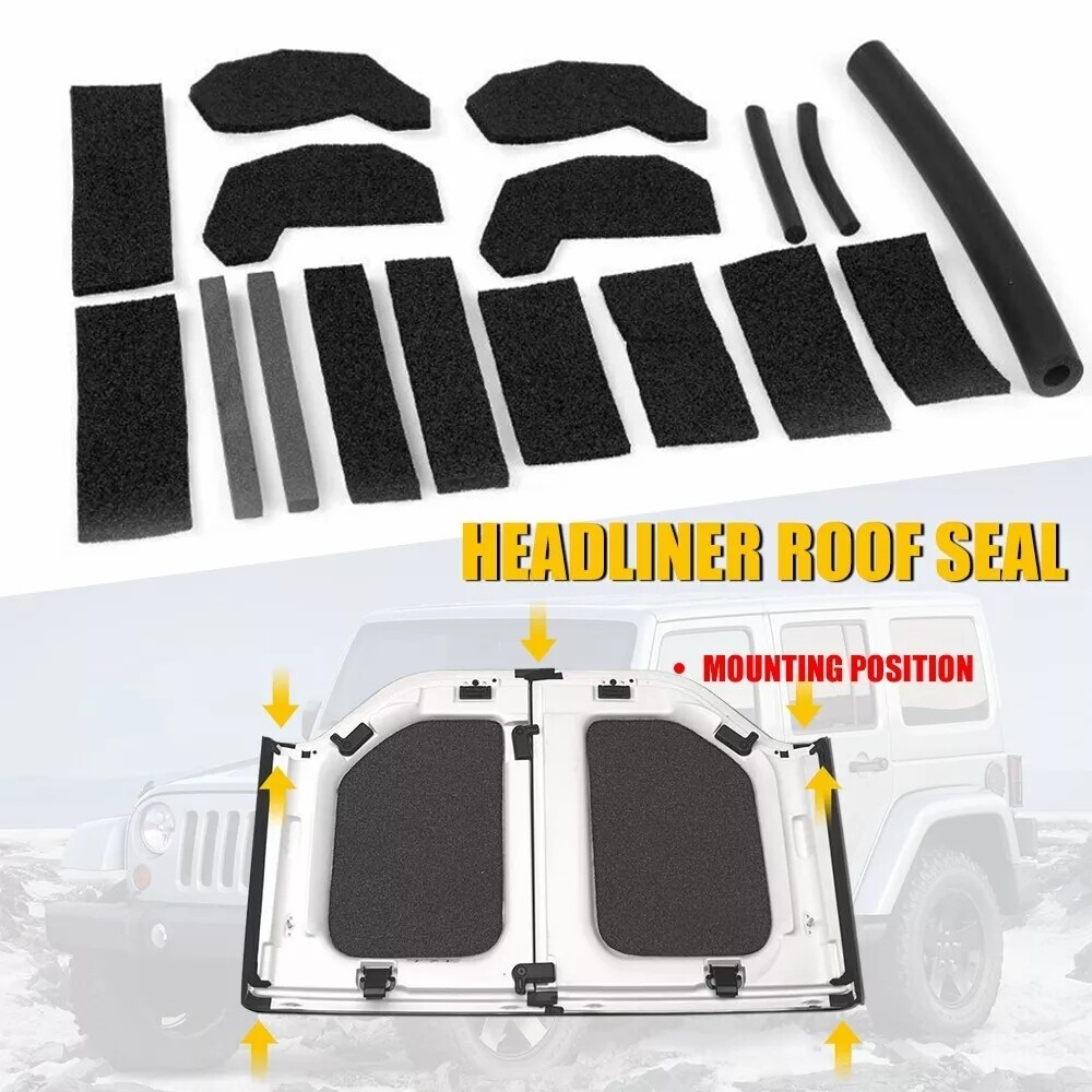 17PCS Hardtop Headliner Roof Seal Kit Accessories For 2007-2018 Jeep Wrangler JK