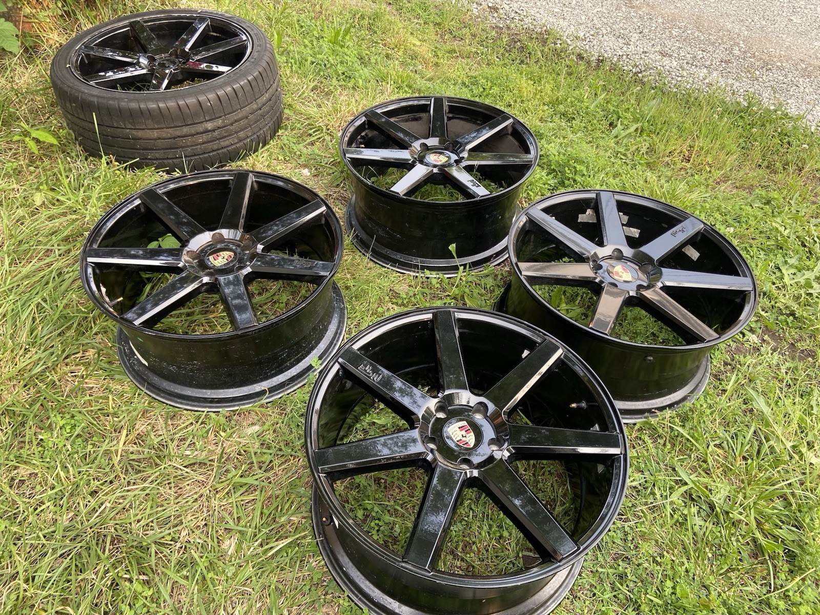 Niche Future 7-spoke Black 22” X 10” 5x130 Porsche Cayenne Audi Q7 50mm wheels 4 Niche Future 7-spoke Black 22” X 10” 5x130 Porsche Cayenne Audi Q7 50mm wheels 4