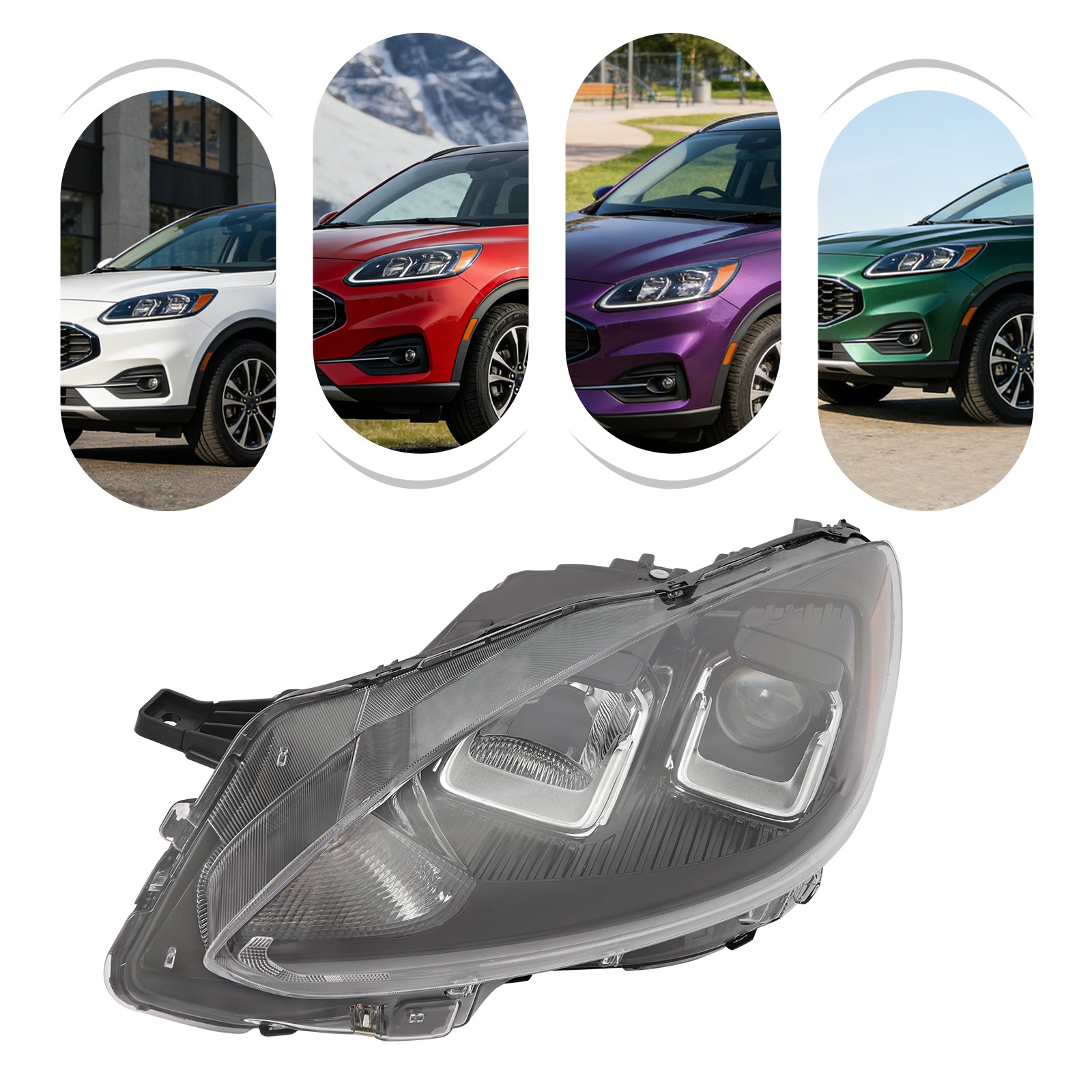Left Side Headlight, Halogen Headlight with DRL for 2020-2022 Ford Escape SE/SEL