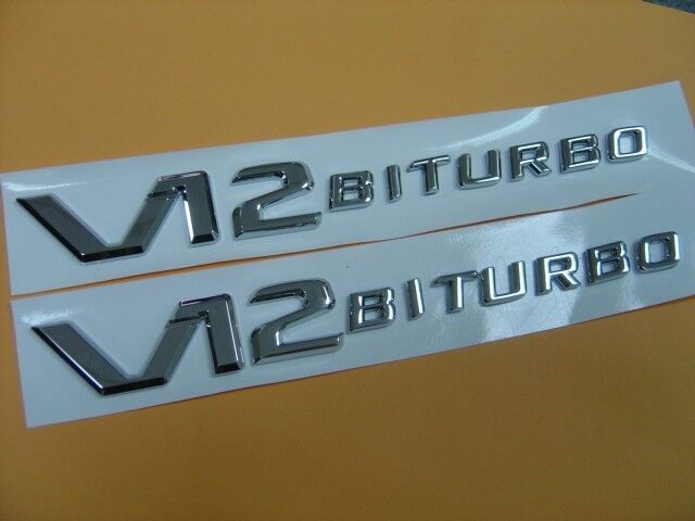 Pair of * V12 BITURBO * Badge Emblem Mercedes AMG S65 SL65 SL600 G65 BMW 760Li