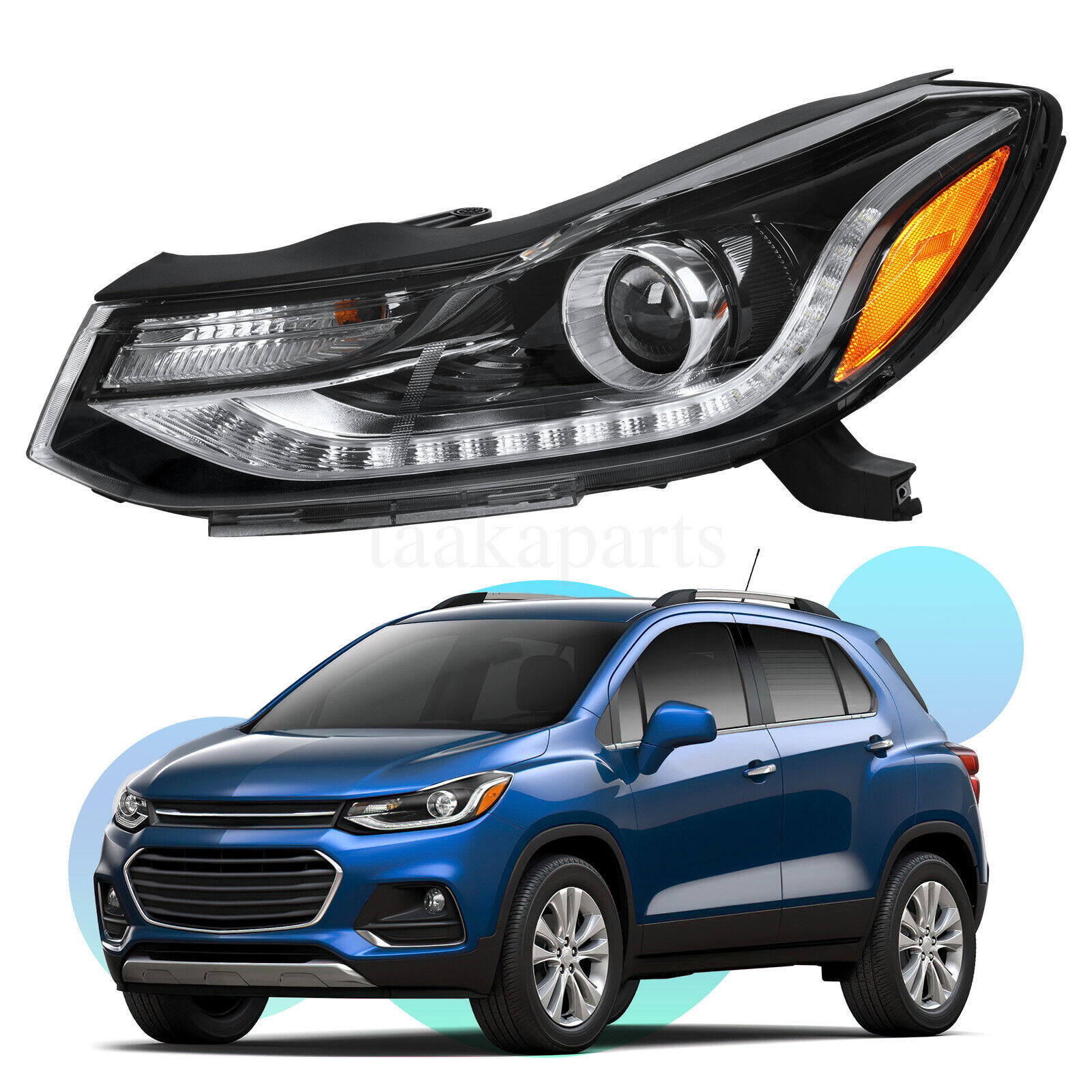 Driver Left LH Headlight Headlamp Projector w/ LED DRL For 2017-2022 Chevy Trax
