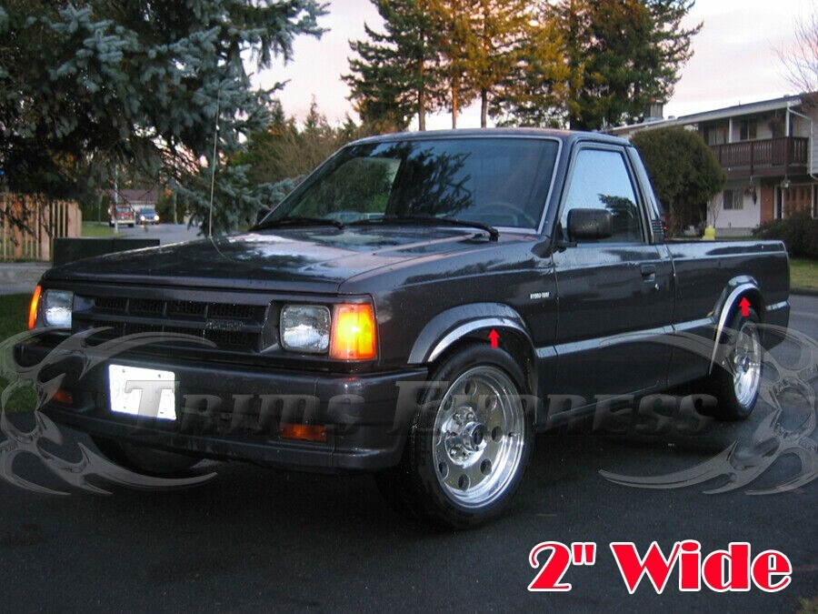 for:1986-1993 Mazda B 2WD ONLY Truck Pickup Stainless Fender Trim Wheel 4Pc 2