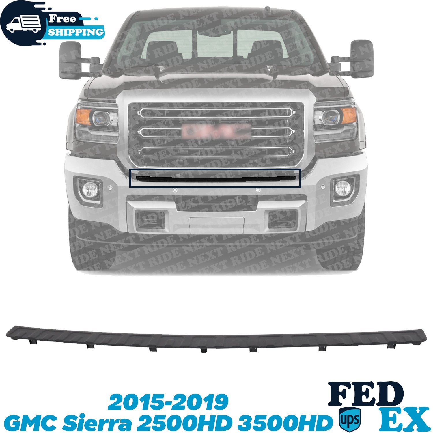 Bumper Face Bar Step Pad Molding Trim Front  23178912 for GMC Sierra 2500 HD