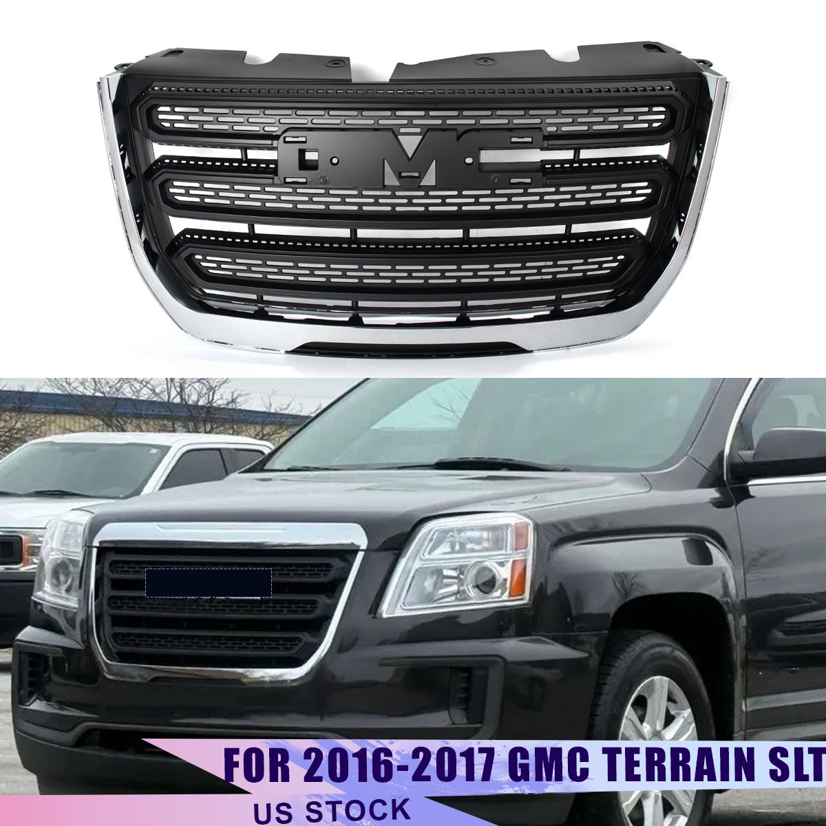 Front Grille Chrome Frame Black Mesh For GMC Terrain SL SLE 2016-2017 23379208