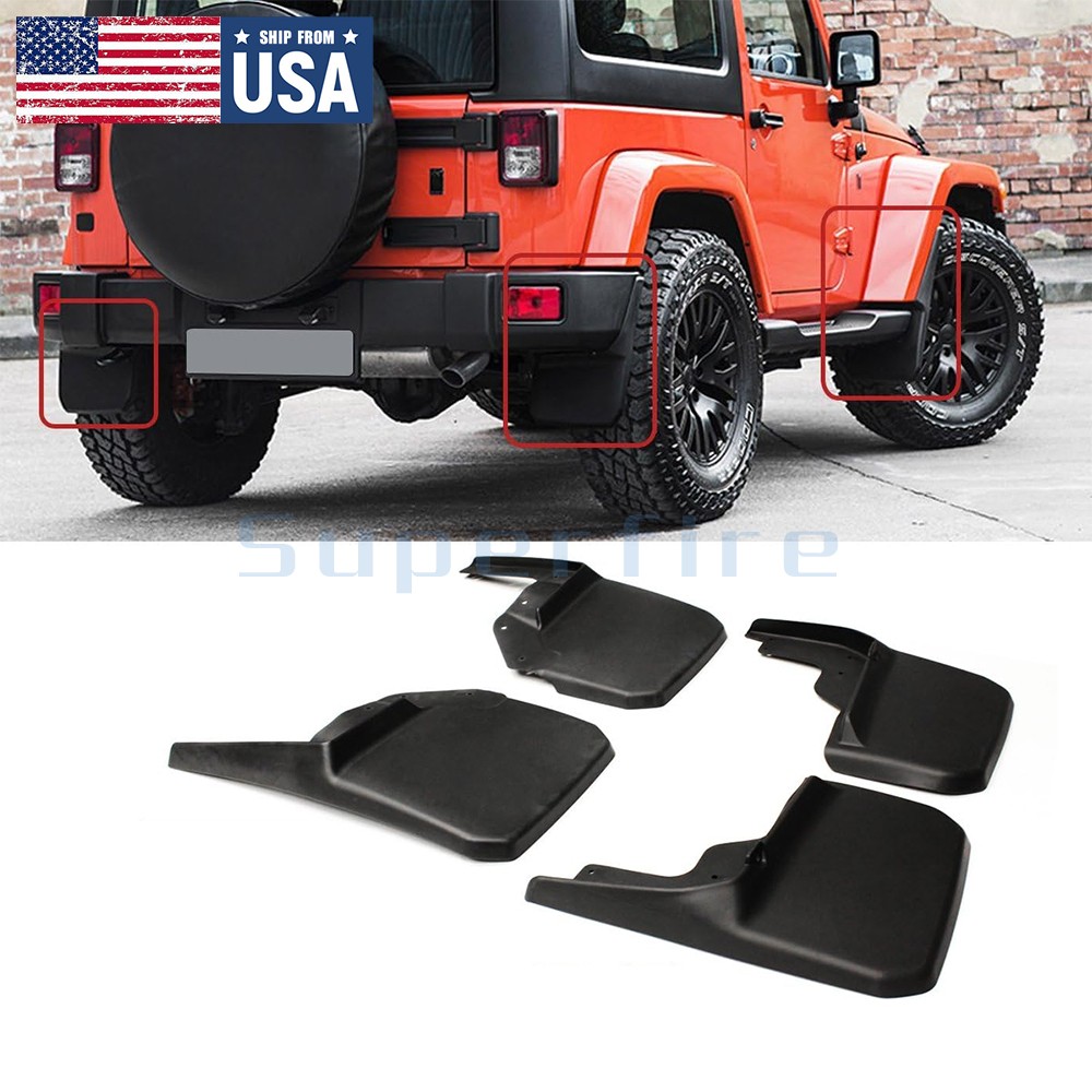 4x Premium Off Road Mud Flaps Guards Flares Set For Jeep Wrangler JK JKU 2007-18