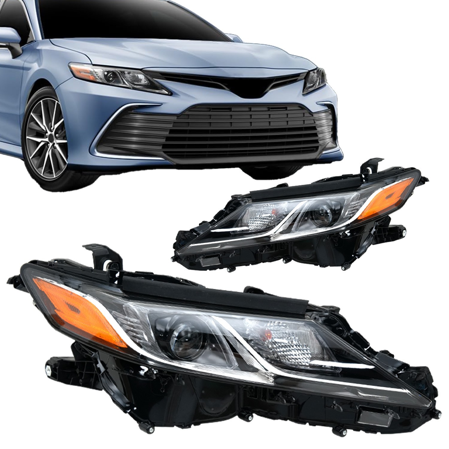For 2018-2024 Toyota Camry L LE SE W/LED Headlights Headlamps LH+RH For 2018-2024 Toyota Camry L LE SE W/LED Headlights Headlamps LH+RH