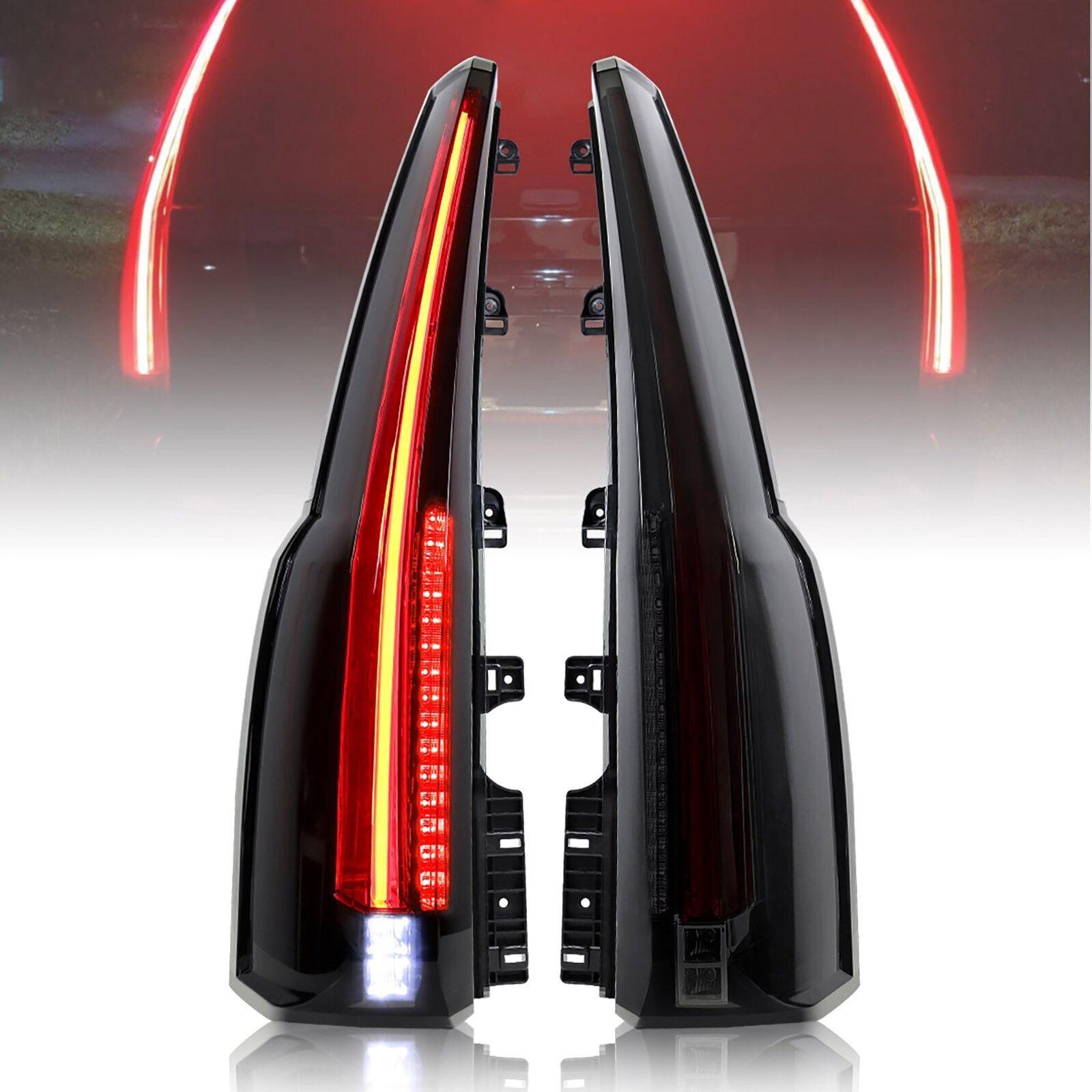 VLAND Smoked LED Tail Lights Rear Lamps for 2015-2020 Chevrolet Tahoe Suburban