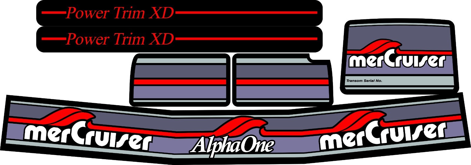 MERCRUISER THE ORIGINAL COLORS ALPHA ONE GEN TWO W/RED RAMS STICKER SET