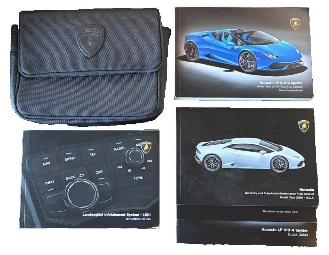 2016 Lamborghini Huracan LP 610-4 Spyder Owner's Manual Set