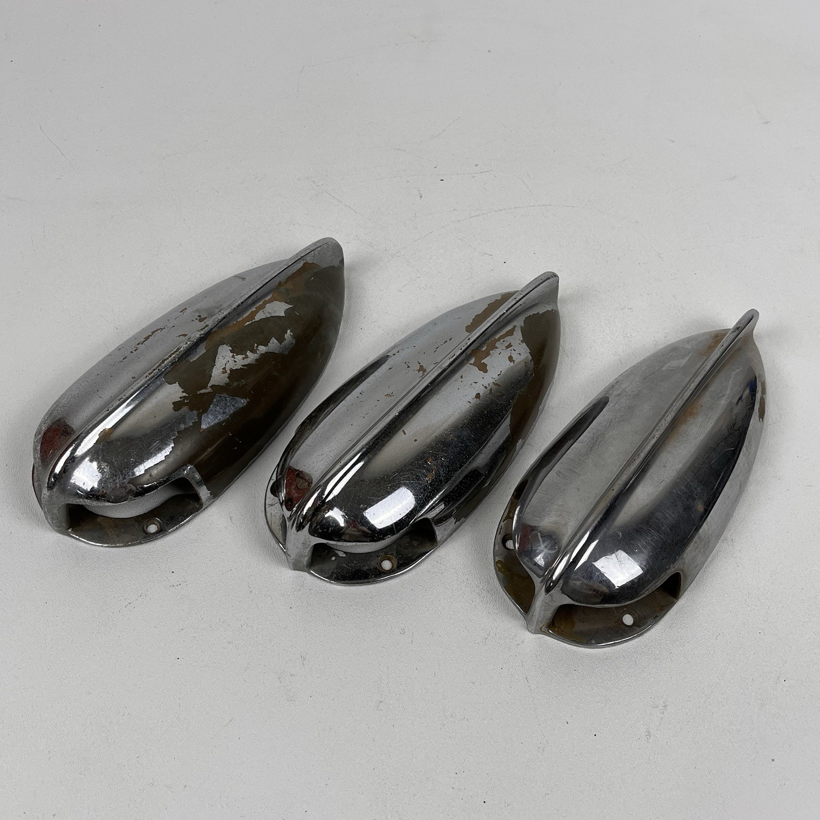 Lot of Vintage Chris Craft 8” Deck Vent Air Scoop 3611 Heavy Cast Metal Chrome