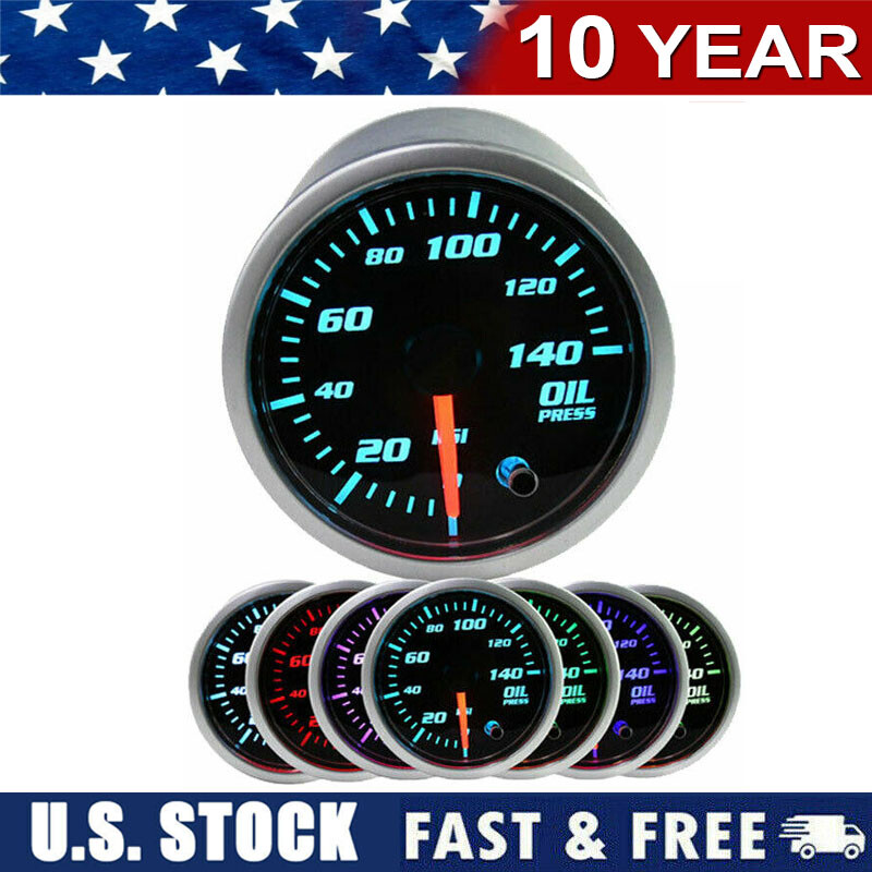 NEW 52mm Black 7 Color Electronic Oil Press Pressure PSI Gauge Meter NEW 52mm Black 7 Color Electronic Oil Press Pressure PSI Gauge Meter