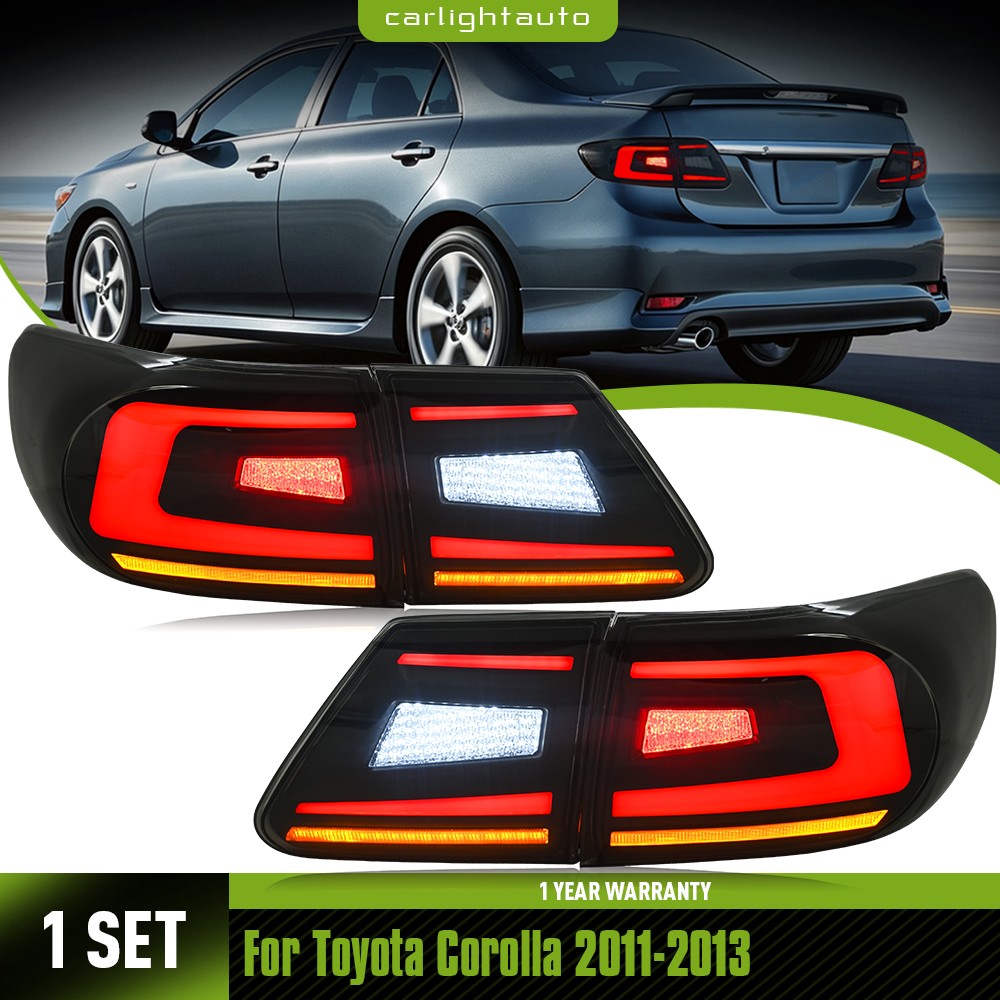 Pair Smoked LED Tail Light For Toyota Corolla 2011 2012 2013 Rear Lamp Assembly